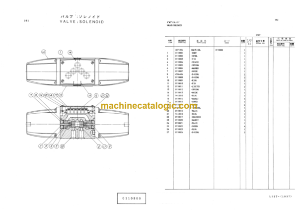 Hitachi KH1000 Equipment Components Parts Catalog