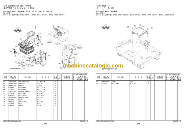 Hitachi ZW180-7 180PL-7 Wheel Loader (PNTK50-1-3) Parts Catalog