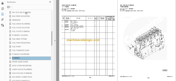 Hitachi ZW310-6 Wheel Loader Engine Parts Catalog