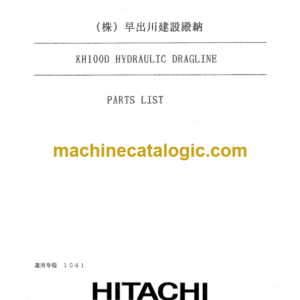 Hitachi KH100D Hydraulic Dragline Parts Catalog