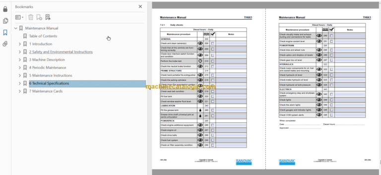 Sandvik TH663 Maintenance Manual Serial No. T763D139