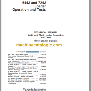 John Deere 644J and 724J Loader Operation and Test Technical Manual