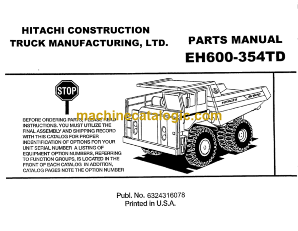 Hitachi EH600-354TD Parts Catalog