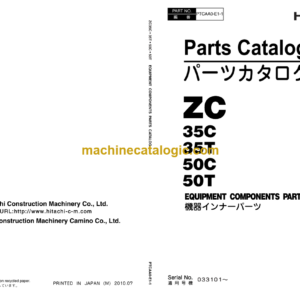 Hitachi ZC35C 35T 50C 50T Equipment Components Parts Catalog