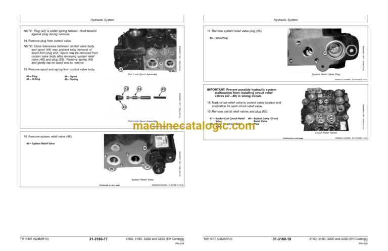 John Deere 318D 319D 320D and 323D Skid Steer Loader Repair (EH Controls) Technical Manual