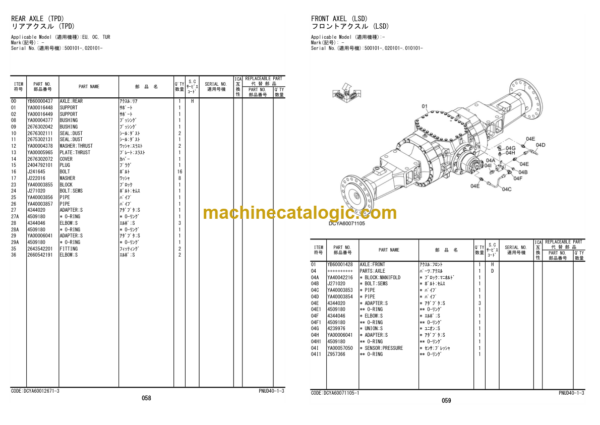 Hitachi ZW220-7 Wheel Loader Parts Catalog