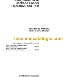 John Deere 300D 310D 315D Backhoe Loaders Operation and Test Technical Manual