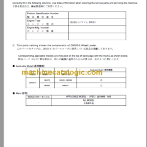 Hitachi ZW550-6 Wheel Loader (6WG1) Parts Catalog