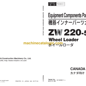 Hitachi ZW220-5B Wheel Loader Equipment Components Parts Catalog