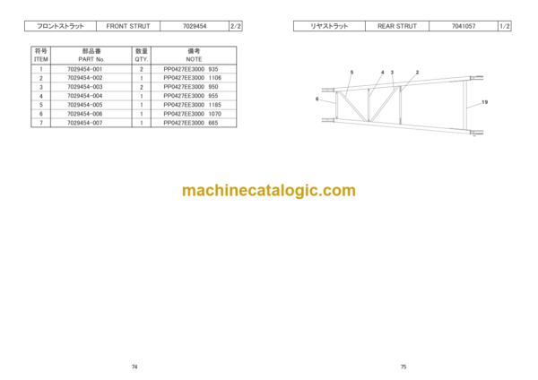 Hitachi Sumitomo SCX550 Bracing List