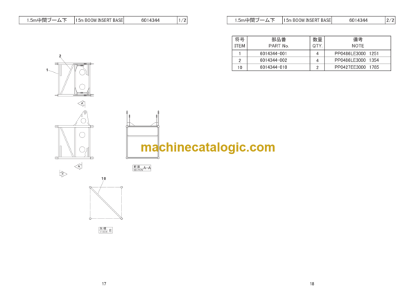 Hitachi Sumitomo SCX550 Bracing List