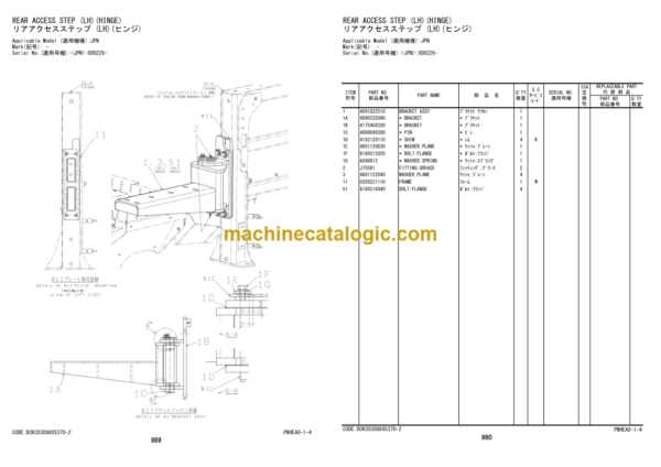 Hitachi ZW370-5B Wheel Loader Parts Catalog