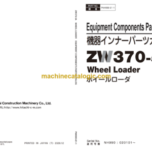 Hitachi ZW370-5A Equipment Components Parts Catalog