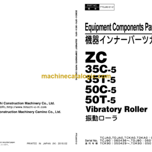 Hitachi ZC35C-5 35T-5 50C-5 50T-5 Vibratory Roller Equipment Components Parts Catalog