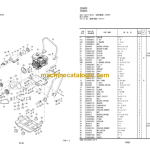 Hitachi ZV40PF 50PF 60PF 60PS 80P 80PI Vibratory Plate Parts Catalog