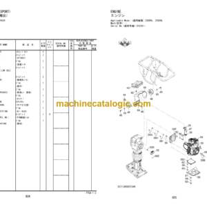 Hitachi ZV55R 55RL 65R 65RL 75R 85R Vibratory Roller Parts Catalog