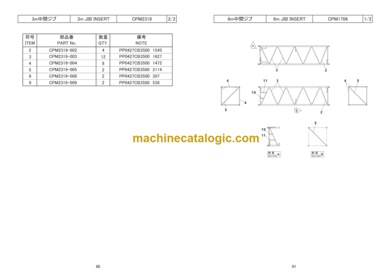 Hitachi Sumitomo SCX2000 Bracing List