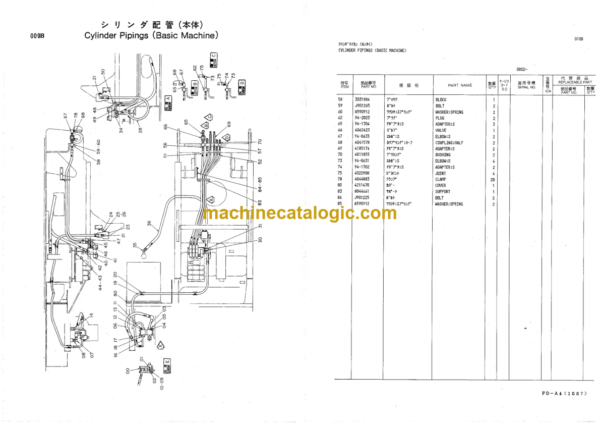 Hitachi KH125D Hydraulic Earth Drill Parts Catalog