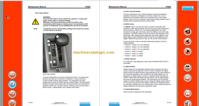 Sandvik TH663 Maintenance Manual Serial No. T763D156