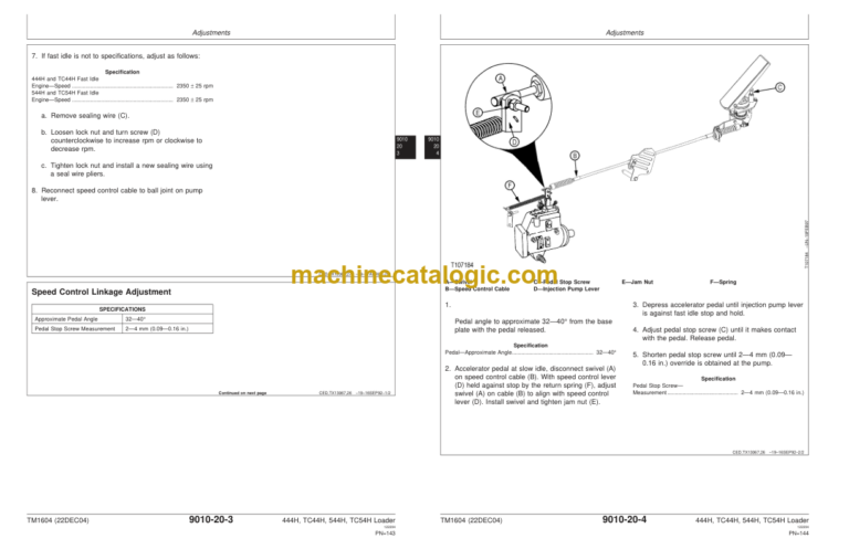 John Deere 444H 544H Loader TC44H TC54H Tool Carrier Operation and Test Technical Manual