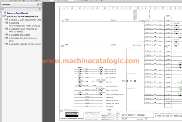 Sandvik DS421 Cable Bolter Electric schematic