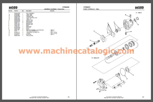 DR580 Drill Rig Parts Manual