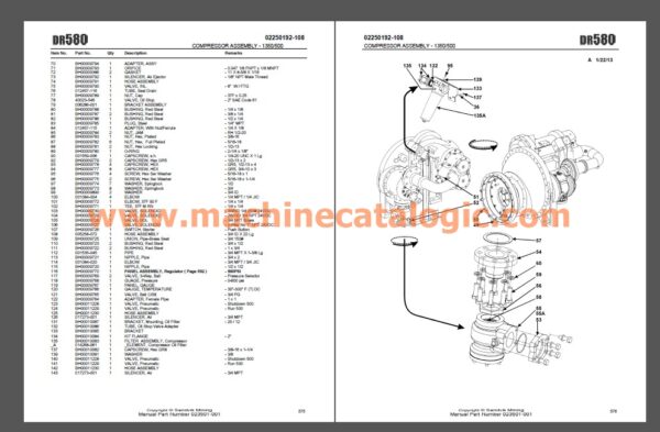 DR580 Drill Rig Parts diagram