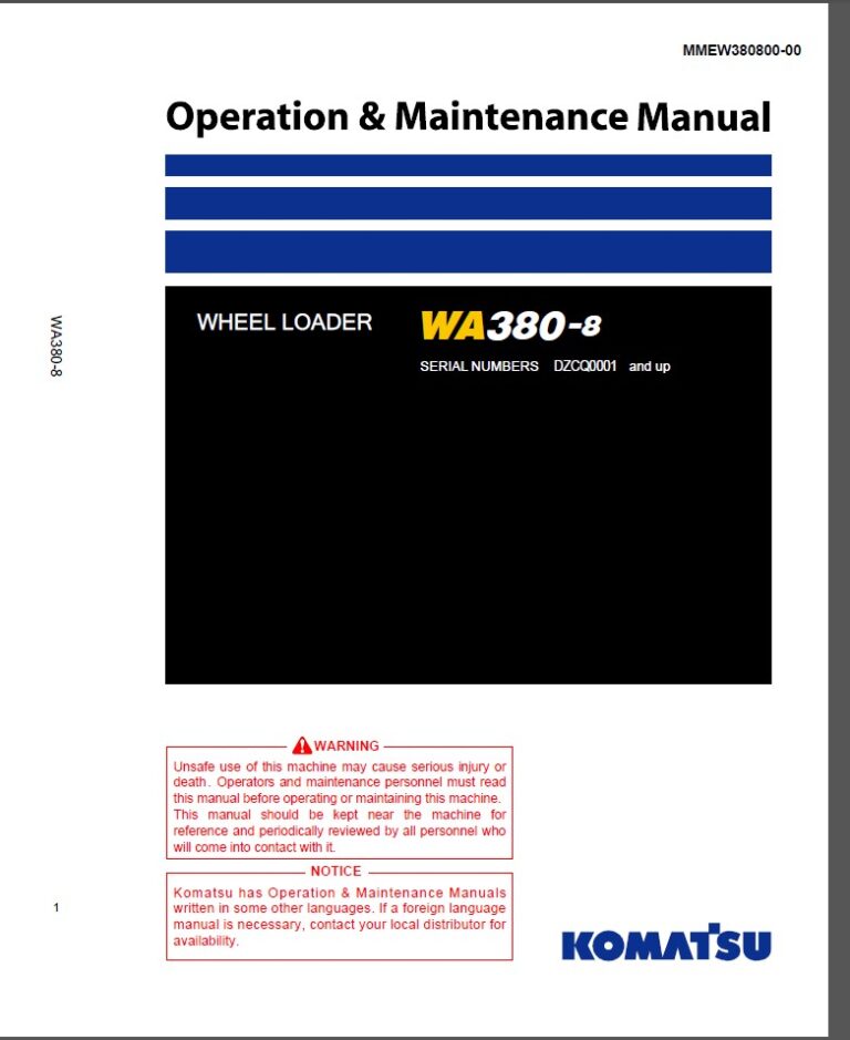 Komatsu Operation and Maintenance Manual 2024 All Models 88 GB