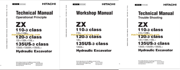 Hitachi ZX110-3 ZX120-3 ZX135US-3 Technical and Workshop Manual