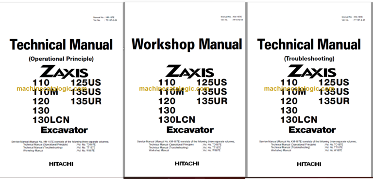 Hitachi ZX110 ZX110M ZX120 ZX130 ZX130LCN ZX125US ZX135US ZX135UR Technical and Workshop Manual