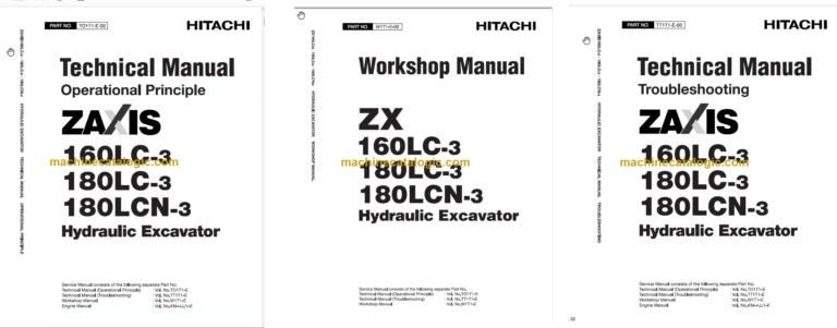 Hitachi ZX160LC-3 ZX180LC-3 ZX180LCN-3 Technical and Workshop Manual