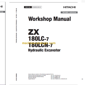 Hitachi ZX180LC-7 ZX180LCN-7 Technical and Workshop Manual