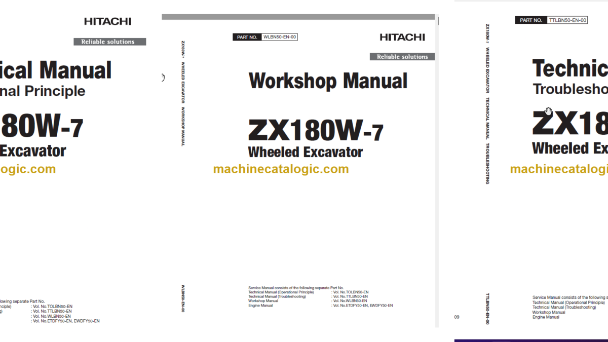 Hitachi ZX180W-7 Technical and Workshop Manual – Machine Catalogic