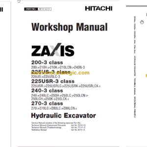 Hitachi ZX200-3Class ZX225US-3Class ZX225USR-3Class ZX240-3Class ZX270-3Class Technical and Workshop Manual