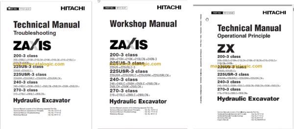 Hitachi ZX200-3Class ZX225US-3Class ZX225USR-3Class ZX240-3Class ZX270-3Class Technical and Workshop Manual