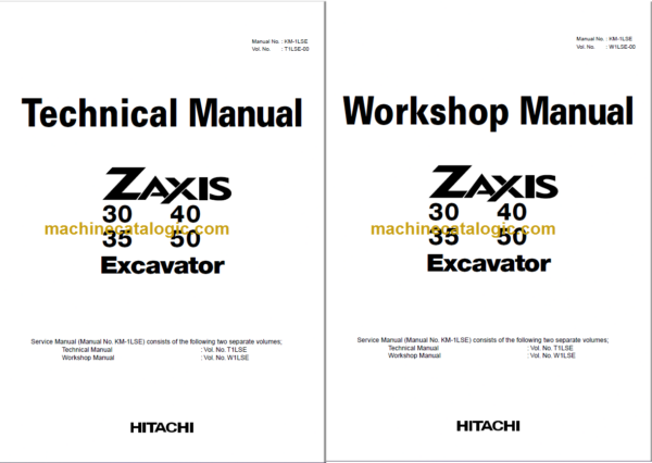 Hitachi ZX30 ZX35 ZX40 ZX50 Technicial and Workshop Manual