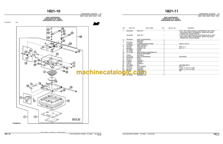 John Deere 310SJ BACKHOE LOADERS Parts Catalog