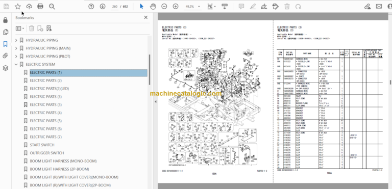 Hitachi ZX190W-6 Wheeled Excavator Parts Catalog & Equipment Components Parts Catalog