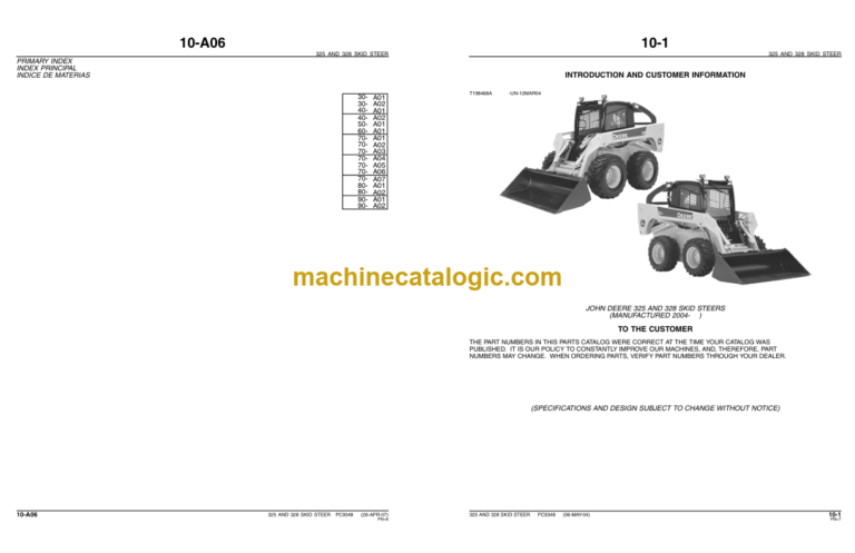 John Deere 325 AND 328 SKID STEER Parts Catalog