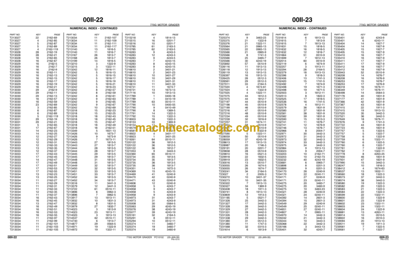 John Deere 770G 770GP MOTOR GRADER Parts Catalog