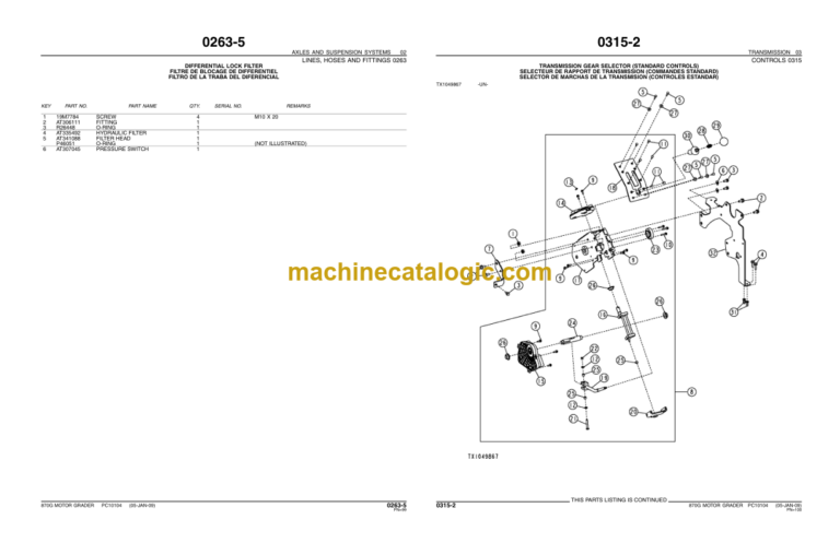 John Deere 870G 870GP MOTOR GRADER Parts Catalog