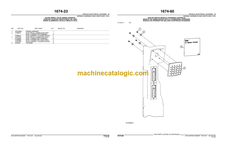 John Deere 870G 870GP MOTOR GRADER Parts Catalog