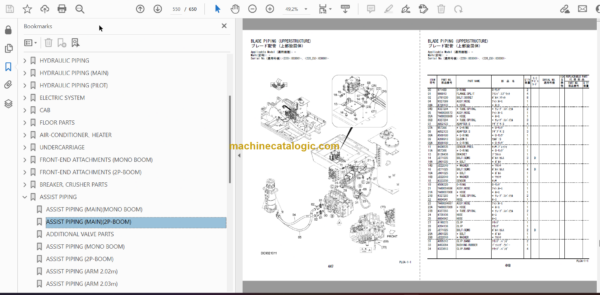 Hitachi ZX220W-5B Wheeled Excavator Parts Catalog & Equipment Components Parts Catalog