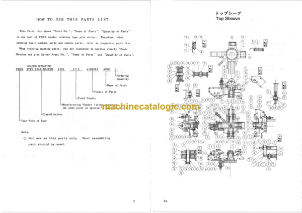 Hitachi PD90-80R-3 LEADER ROTATING TYPE PILE DRIVER Parts Catalog