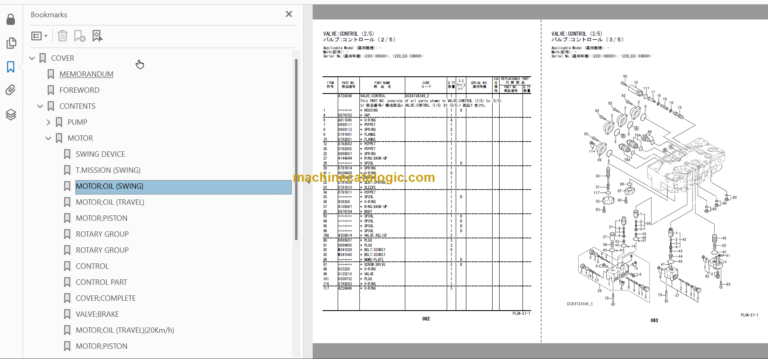 Hitachi ZX220W-5B Wheeled Excavator Parts Catalog & Equipment Components Parts Catalog