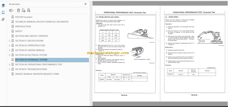 Hitachi EX55UR Excavator Technical and Workshop Manual