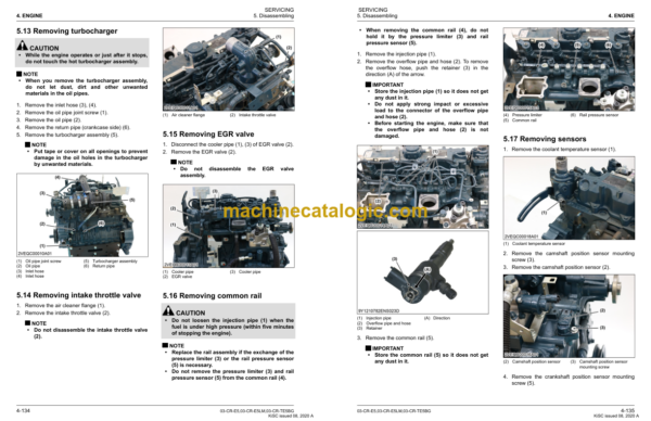 Kubota 03-CR-E5 03-CR-E5LM 03-CR-TE5BG DIESEL ENGINE Workshop Manual