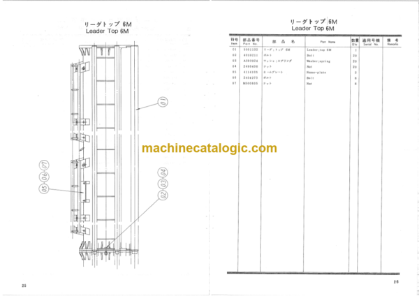 Hitachi PD90-80R-3 LEADER ROTATING TYPE PILE DRIVER Parts Catalog