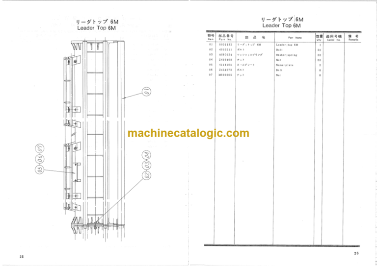 Hitachi PD90-80R-3 LEADER ROTATING TYPE PILE DRIVER Parts Catalog