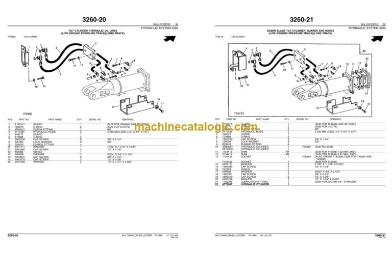 John Deere 850 CRAWLER BULLDOZER Parts Catalog